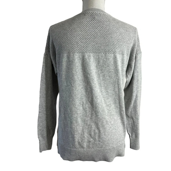 Banana Republic Light Heather Gray Sweater Small Open Tight Knit Mix Pullover - Picture 3 of 6